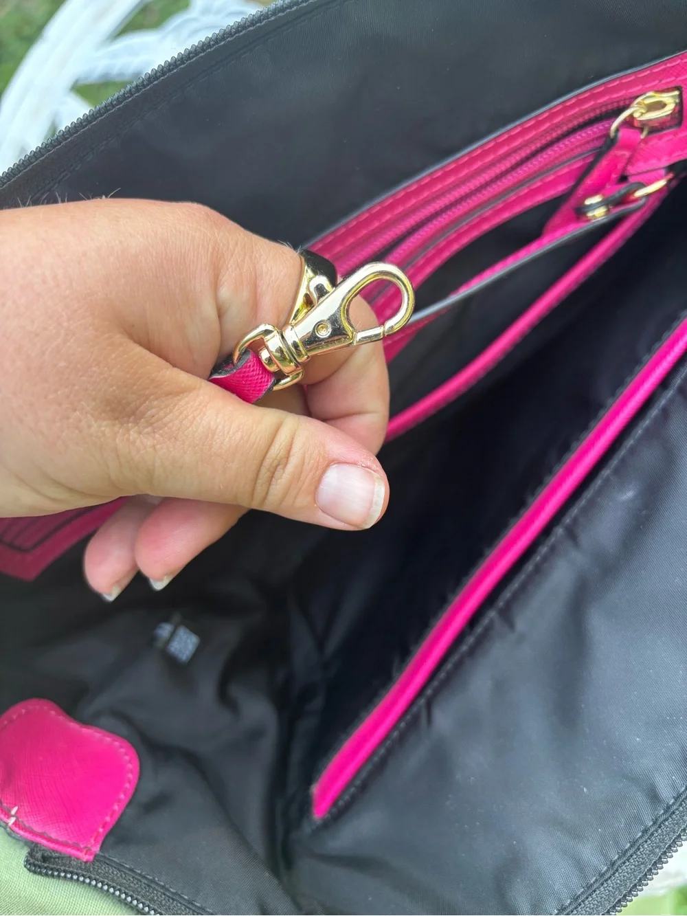 Michael Kors Black Medium Tote with Hot Pink Handles